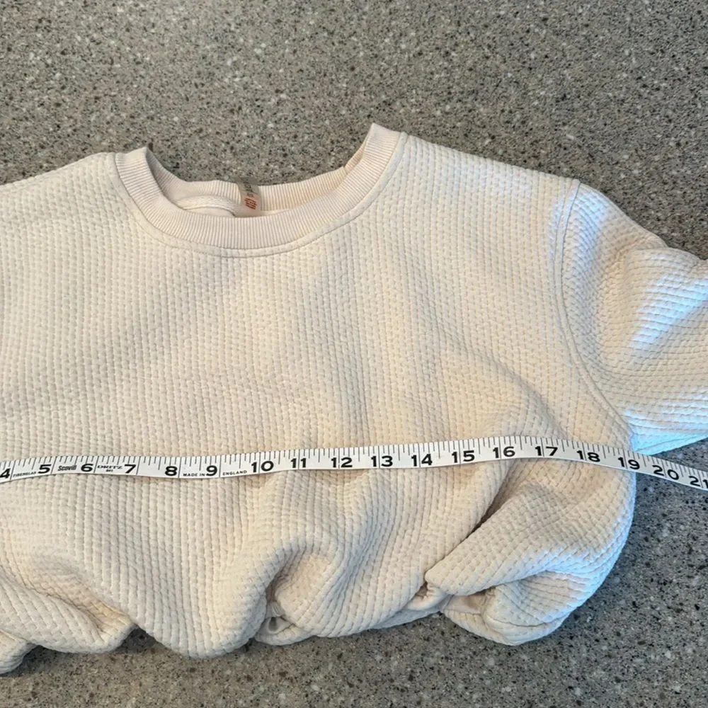 MONO B Tuck Under Crop Textured Crewneck Sweatshirt